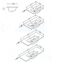 Izlietne skapītim KAME LUARA 61x39cm, FN613913