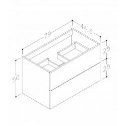 Vannas istabas skapītis izlietnei Kame GAMA 80х45cm, BU/8-3DR/1