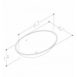 Vannas istabas uzliekamā izlietne KAME UOVO 63x42cm, WB634214