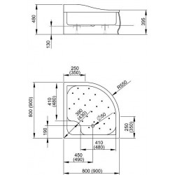 Dušas paliktnis dziļais Radaway KORFU A 800x800, balts