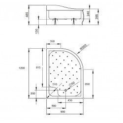 Dušas paliktnis dziļais Radaway KORFU E 120x90cm