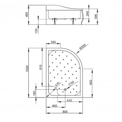 Dušas paliktnis dziļais Radaway KORFU E 100x80cm