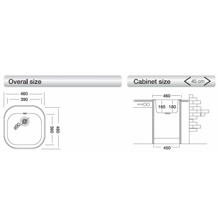 Virtuves izlietne Kromevye Bianca 480x400mm, EC149