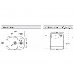 Virtuves izlietne Kromevye Bianca 620x480mm, EC155