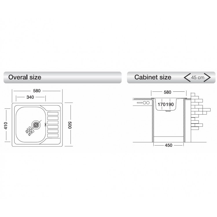Virtuves izlietne Kromevye Triton 580x500 mm, EC196