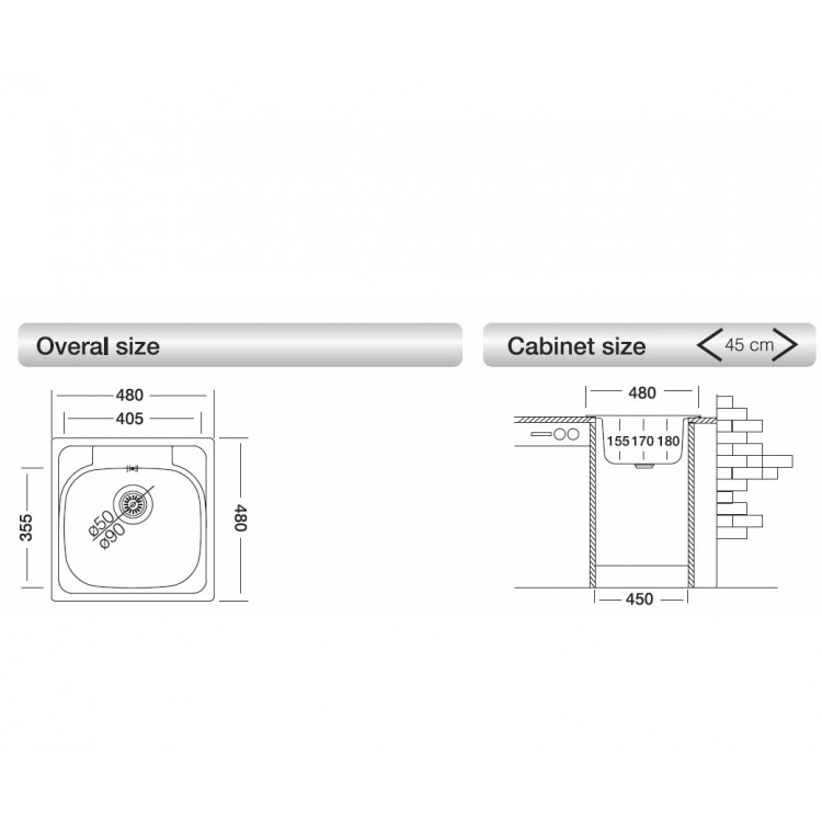 Virtuves izlietne Kromevye Triton 480x480 mm, EC309