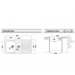 Virtuves izlietne Kromevye Oberon 960x490 mm, EC318