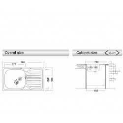 Virtuves izlietne Kromevye Classik 760x435mm, N140