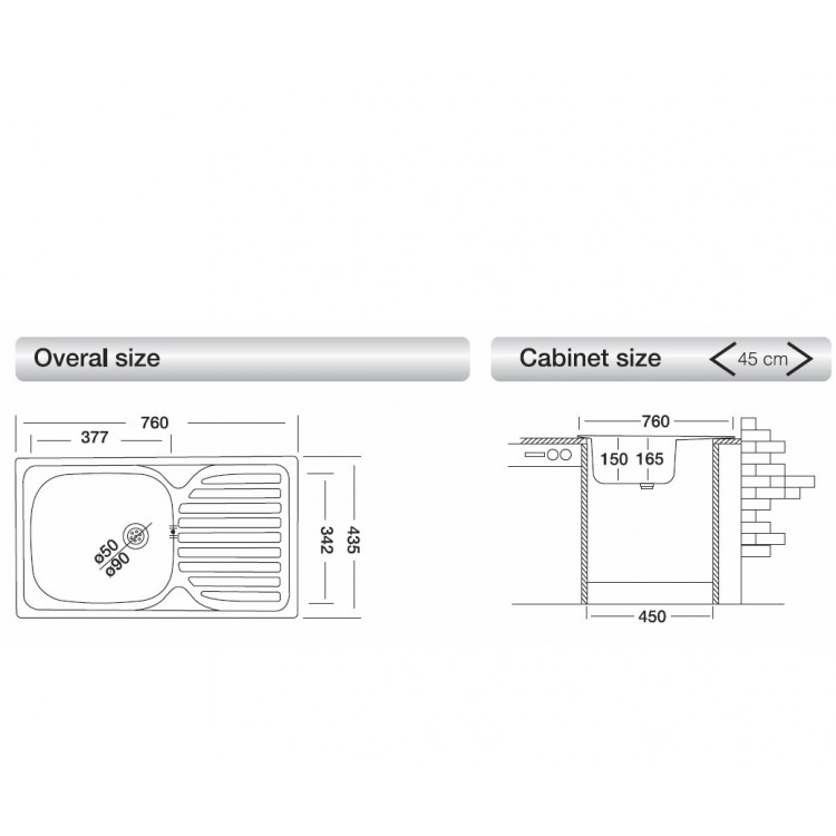 Virtuves izlietne Kromevye Classik 760x435mm, N140