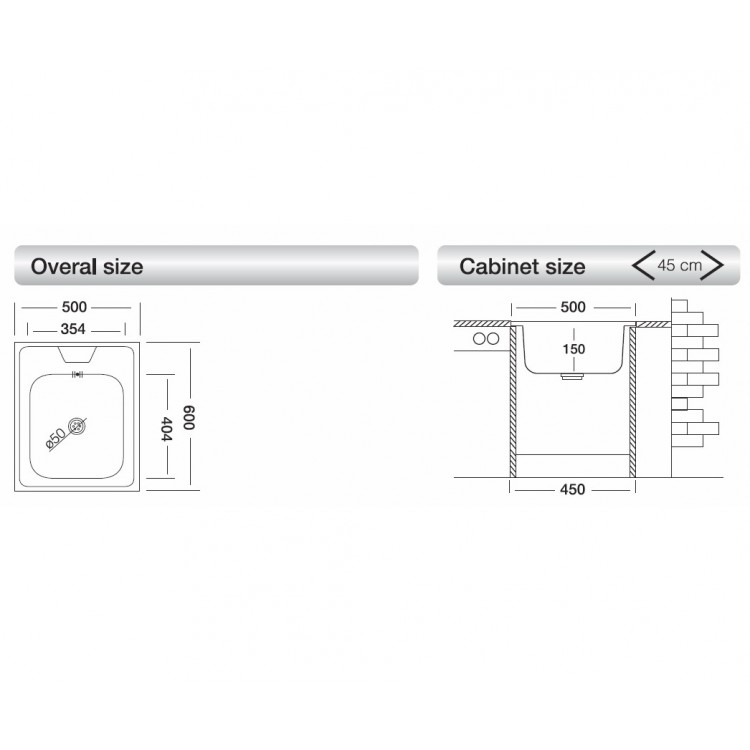 Virtuves izlietne Kromevye Lay-On 500x600mm, S108