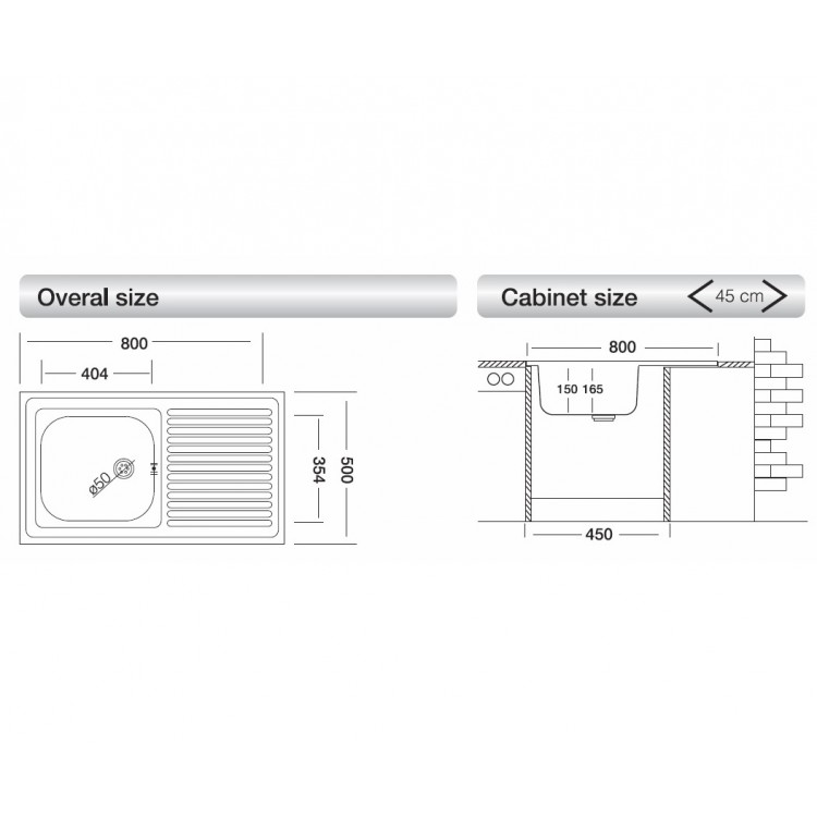 Virtuves izlietne Kromevye Lay-On 800x500mm, S116R
