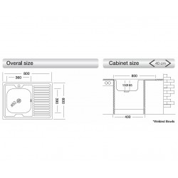 Virtuves izlietne Kromevye Lay-On 800x600mm, S120L