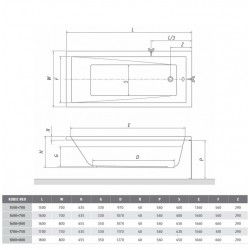 Taisnstūra vanna Roth KUBIC NEO 150x70 cm