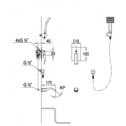 Vannas/dušas sistēma Blue Water Liwia, LIW-ZWP.200C