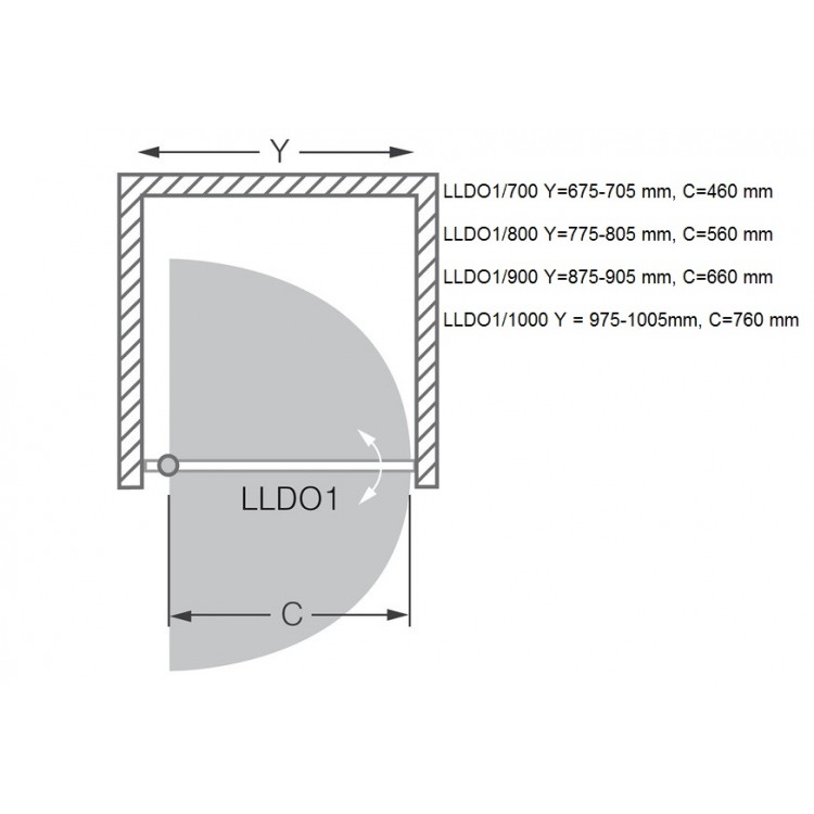 Dušas durvis veramās Roltechnik LLDO1 1000mm