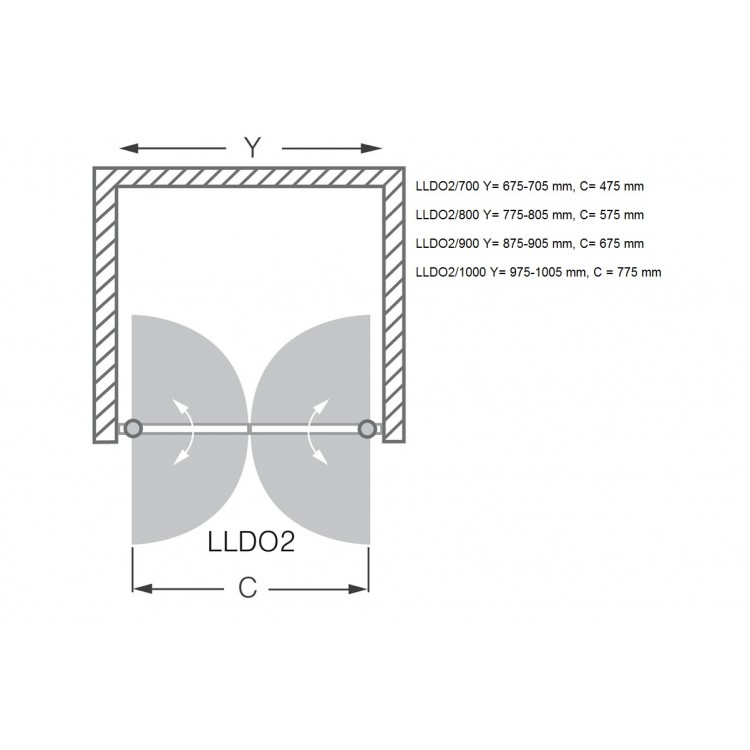 Dušas durvis veramās Roltechnik LLDO2 800mm