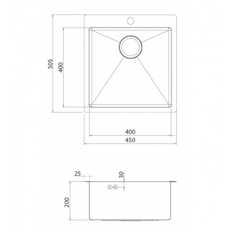 Virtuves izlietne HELIKA LUNA 45x50.5cm, LUN100X