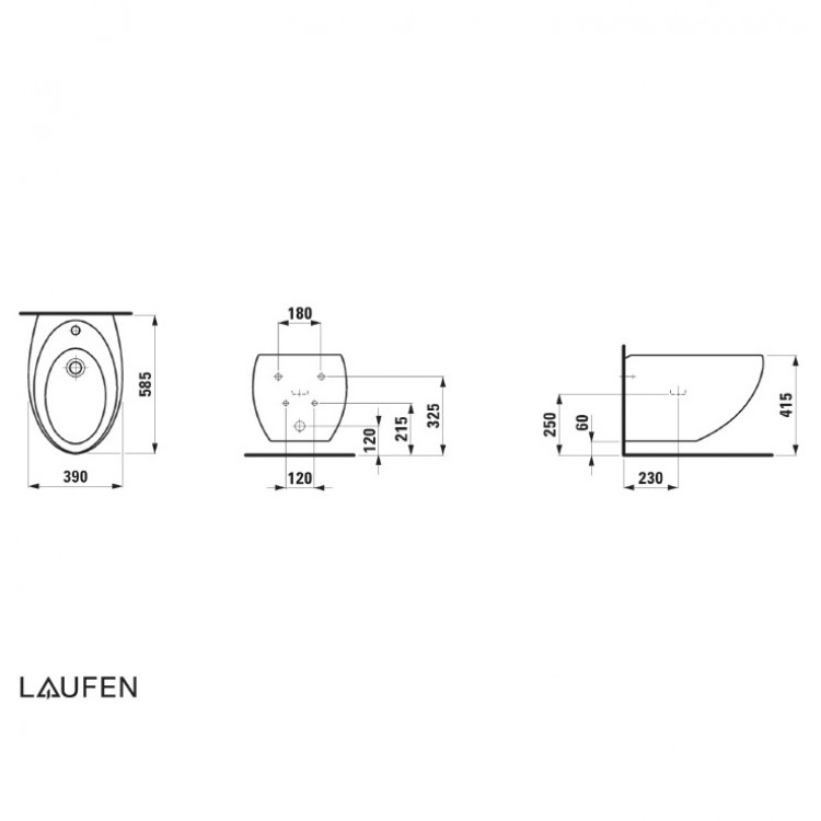 Bidē piekaramais Laufen IL Bagno Alessi ONE, 830971