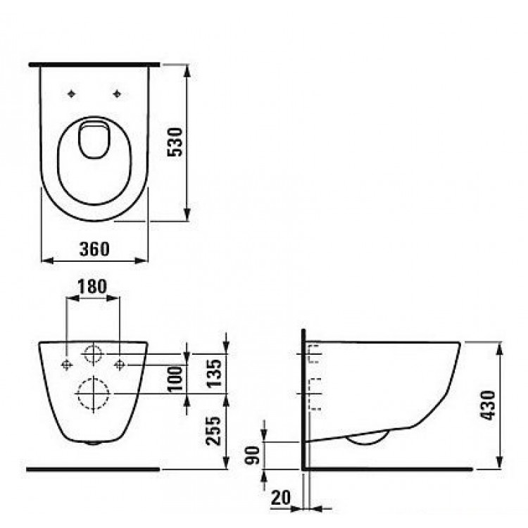 Tualetes pods piekaramais Laufen Pro Rimless ar Slim Soft Close vāku, H8669570000001