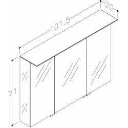 Vannas istabas skapītis ar spoguli KAME Vetro 101x71 cm,MC3DML/100-70