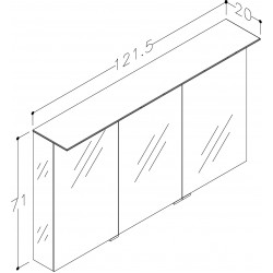 Vannas istabas skapītis ar spoguli KAME Vetro 121x71 cm,MC3DML/120-70