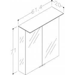 Vannas istabas skapītis ar spoguli KAME Vetro 61x71 cm,MC3DML/60-70/M