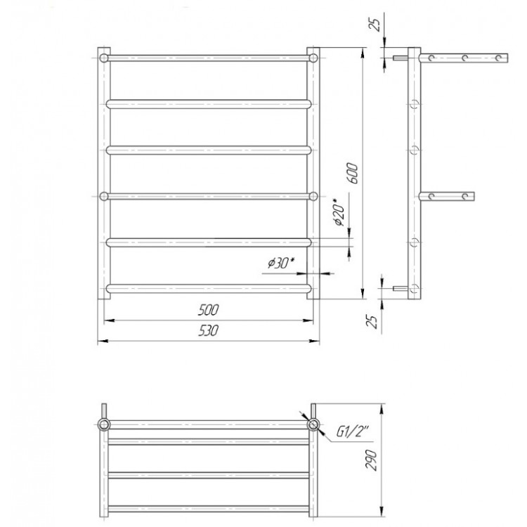 Dvieļu žāvētājs Mario Ancona 600x530/500mm