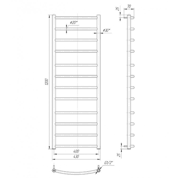 Dvieļu žāvētājs Mario Classic 1200x430/400mm