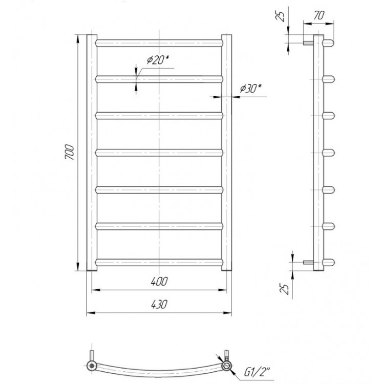 Dvieļu žāvētājs Mario Classic 700x430/400mm