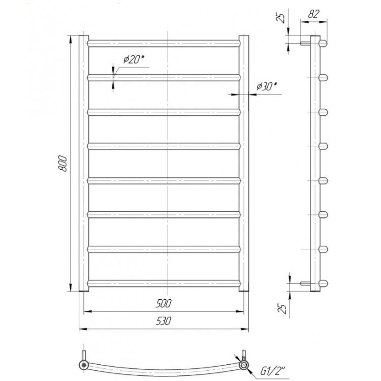 Dvieļu žāvētājs Mario Classic 800x530/500mm