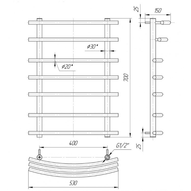 Dvieļu žāvētājs Mario Mario 700x530/400mm