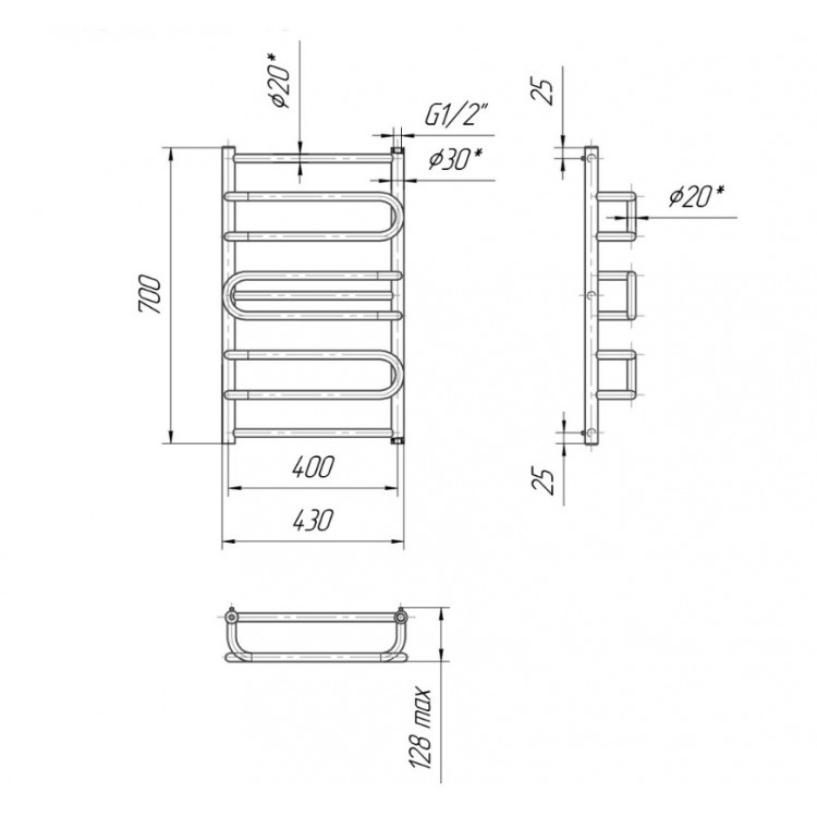 Dvieļu žāvētājs Mario Nizza 700x430/400mm