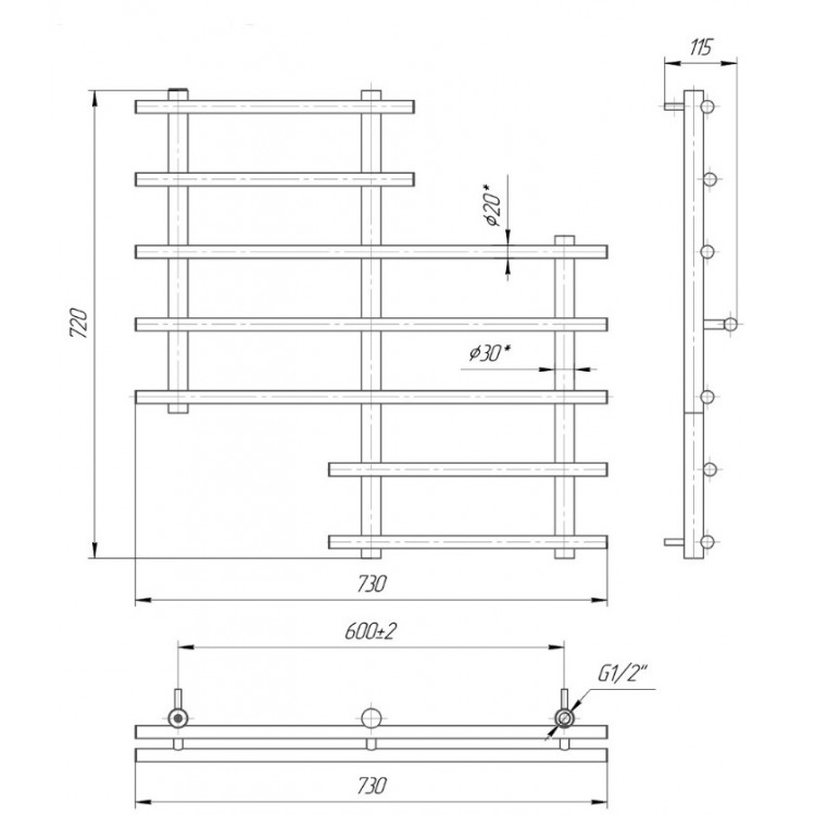 Dvieļu žāvētājs Mario Sonnet 720x730/600mm