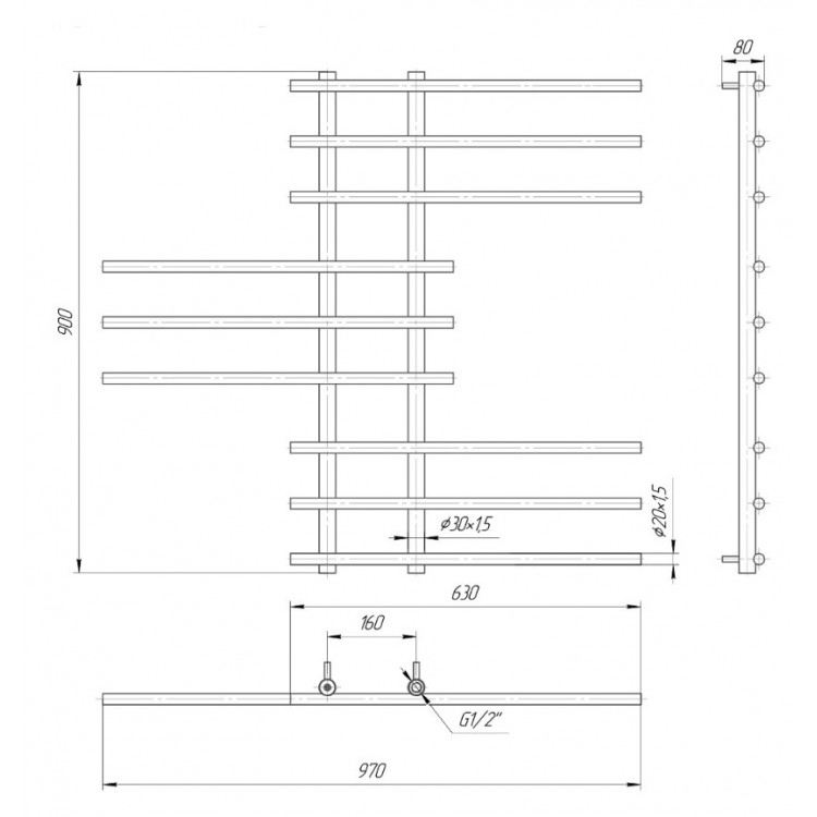 Dvieļu žāvētājs Mario Symphony 900x970/160mm