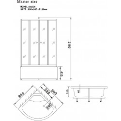 Masāžas dušas kabīne AQUALINE 90x90cm L, L01MS08