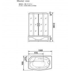 Masāžas dušas kabīne AQUALINE 150x90cm L, L01Z15L