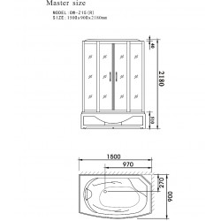 Masāžas dušas kabīne AQUALINE 150x90cm R, L01Z15R