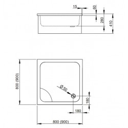 Dušas paliktnis dziļais Radaway NAXOS C 800x800, balts