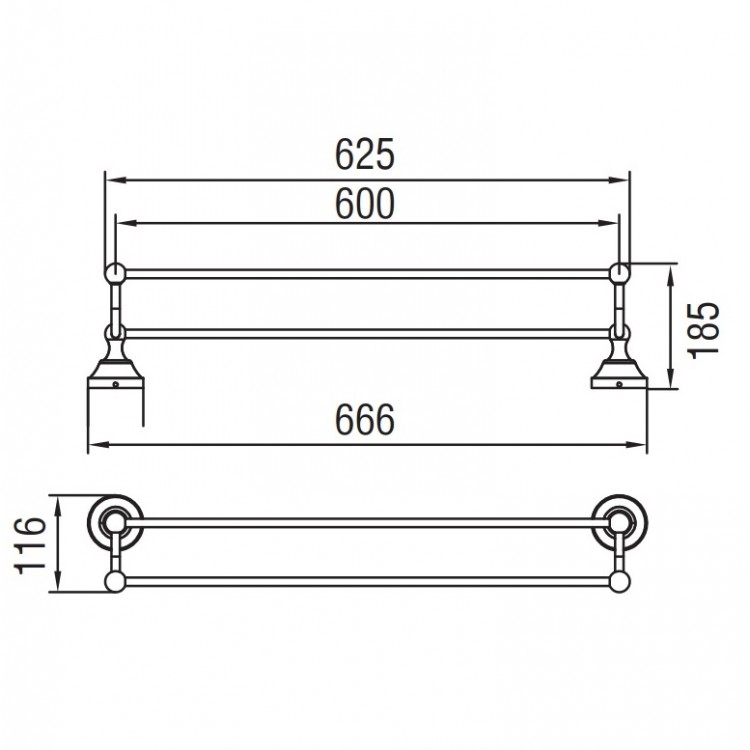 Dvieļu turētājs dubultais Art Platino NIKOLAS 60 cm, hroms NIK-57022