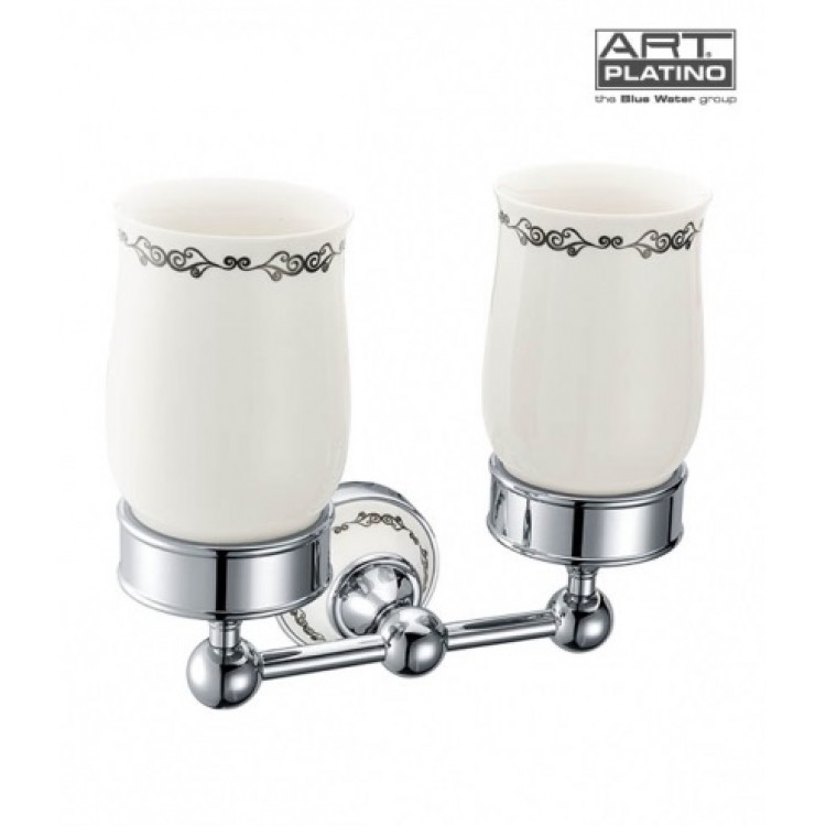 Glāze ar turētāju, dubultais Art Platino NIKOLAS, hroms NIK-57052