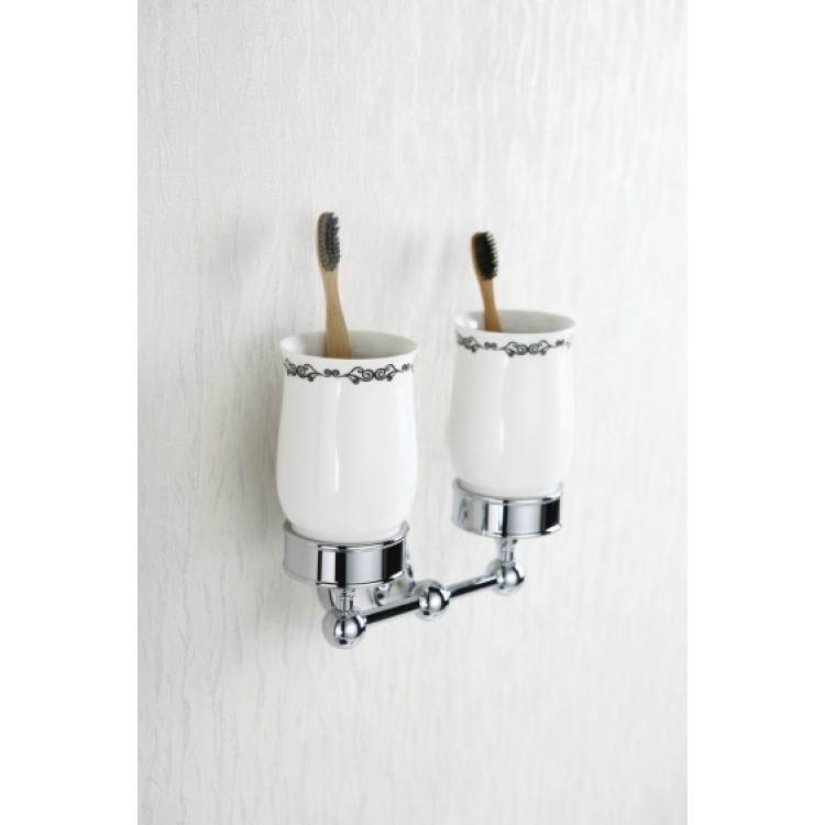 Glāze ar turētāju, dubultais Art Platino NIKOLAS, hroms NIK-57052