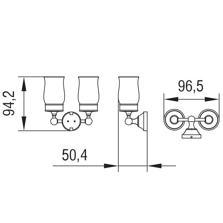 Glāze ar turētāju, dubultais Art Platino NIKOLAS, hroms NIK-57052