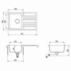 Virtuves izlietne HELIKA NOTUS 765x460 mm, SQ101AW-111
