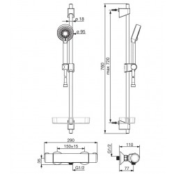 Dušas termostata maisītājs ORAS NOVA+Oras Apollo duša 7413U