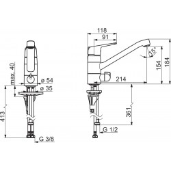 Virtuves izlietnes maisītājs ar ventili ORAS VEGA 1825FG
