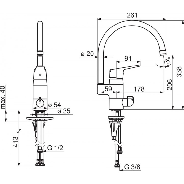 Virtuves izlietnes maisītājs ar ventili ORAS VEGA 1839FG