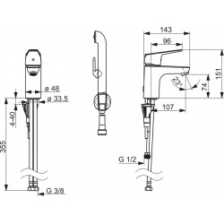 Izlietnes maisītājs ar bidetta rokas dušu ORAS VEGA 1812FG