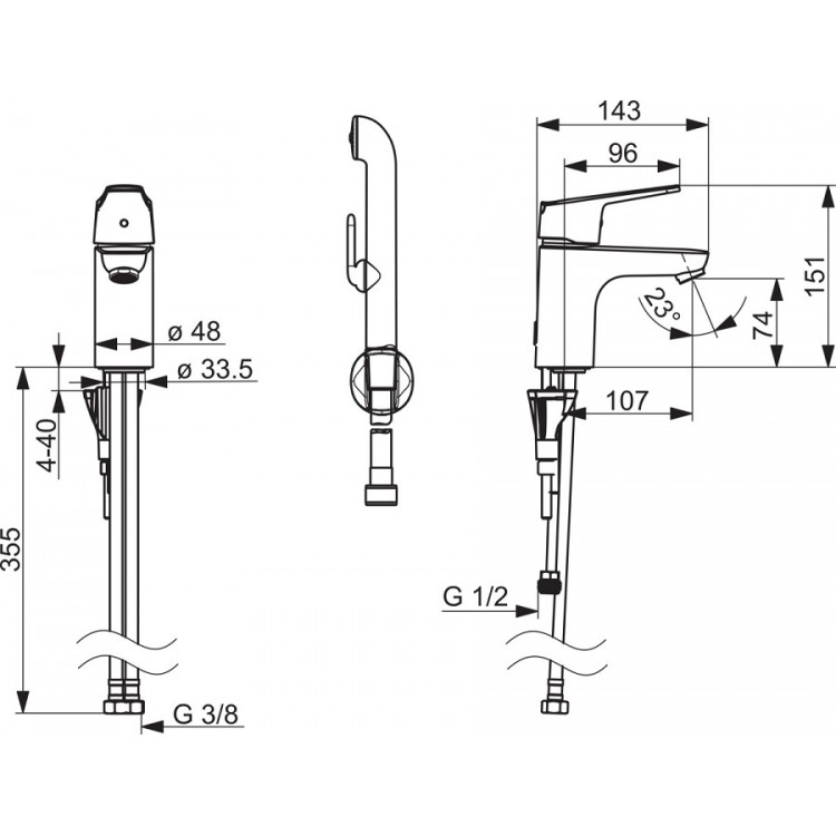 Izlietnes maisītājs ar bidetta rokas dušu ORAS VEGA 1812FGG