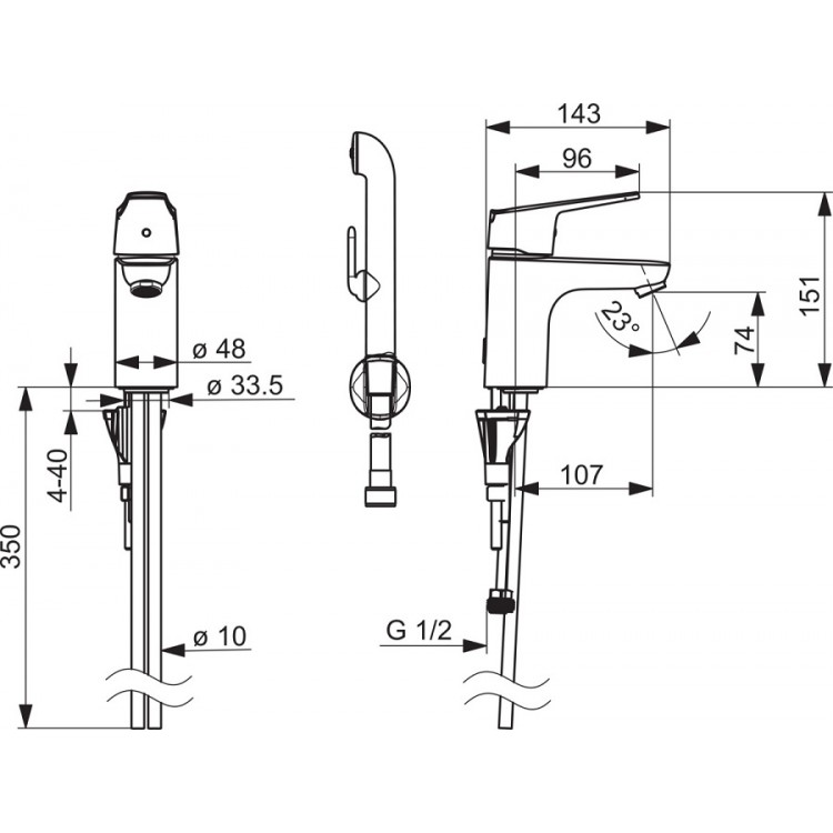 Izlietnes maisītājs ar bidetta rokas dušu ORAS VEGA 1812G