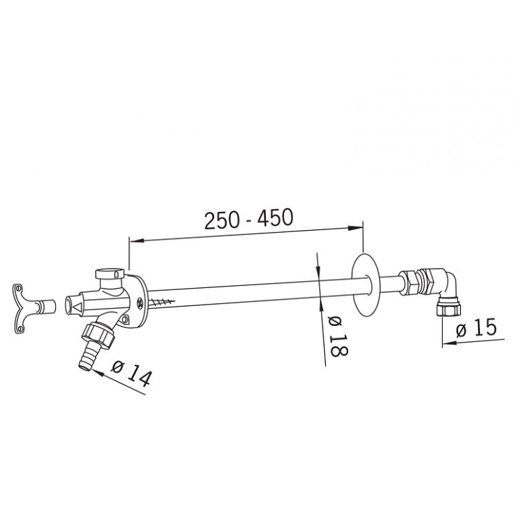 Dārza krāns neaizsalstošs ORAS (hidrants-ventilis) 431015